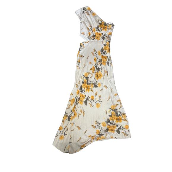 Bec + Bridge Matilde One Shoulder White Yellow Floral Midi Dress Size 6 - Picture 4 of 9